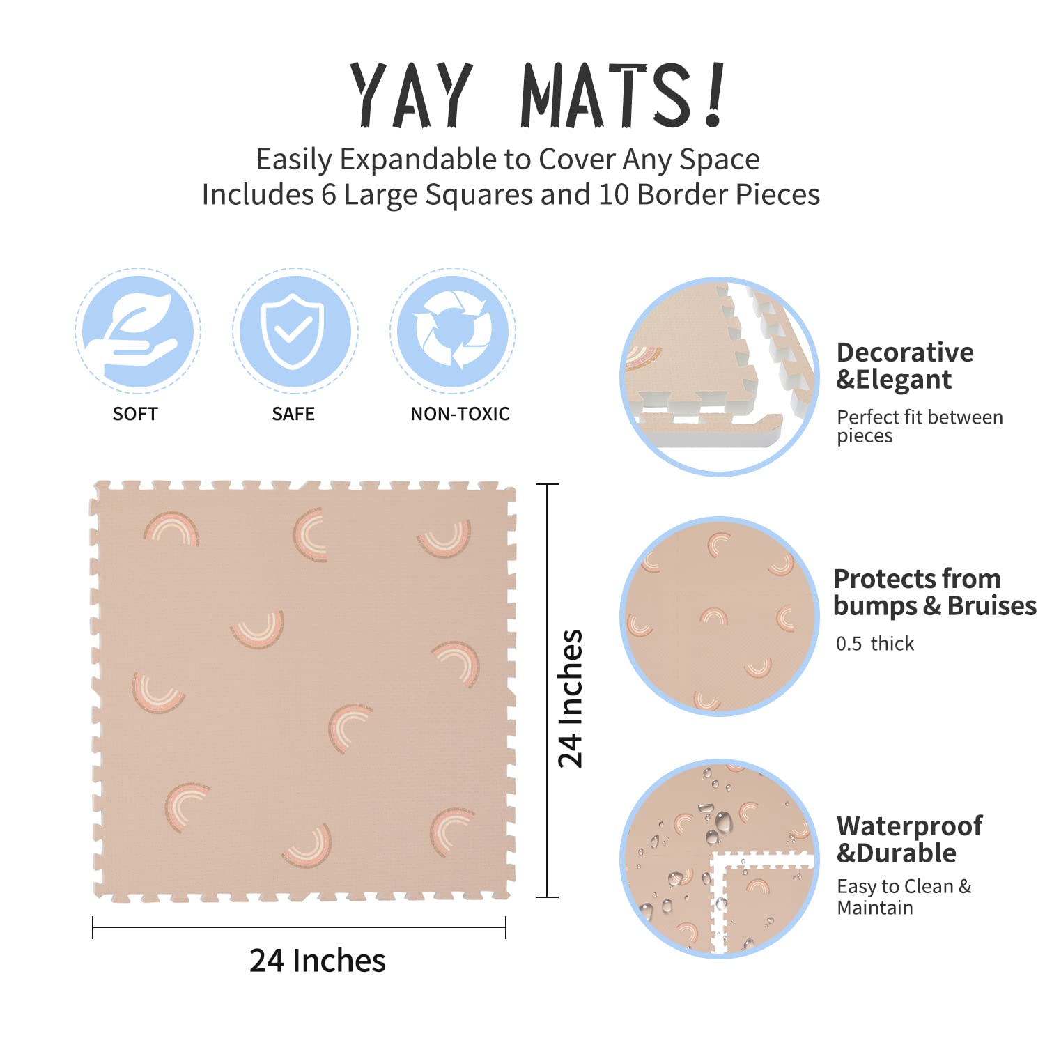 YAY! MATS storage bag included image showing organized, portable play space.
