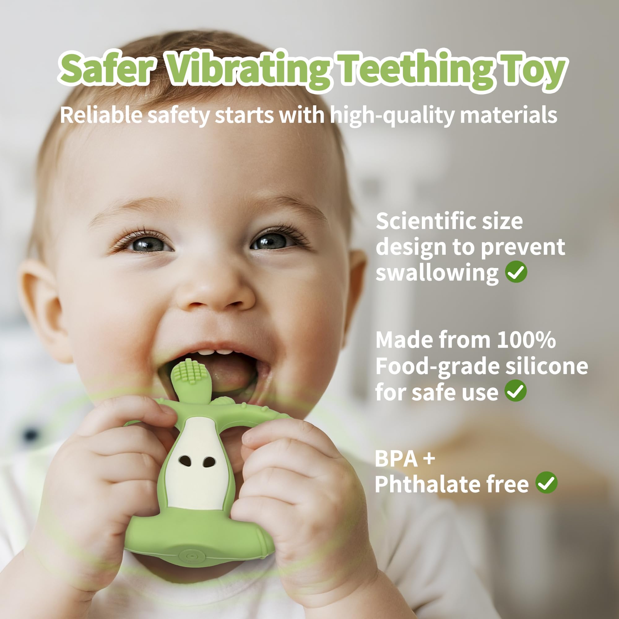 Yayajiao apple-shaped-teether highlights soft silicone texture for safe oral stimulation.