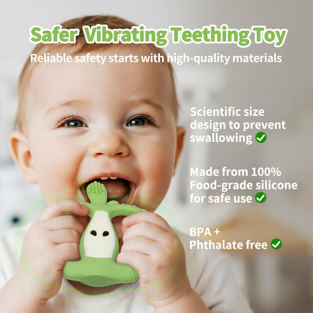 Yayajiao apple-shaped-teether highlights soft silicone texture for safe oral stimulation.