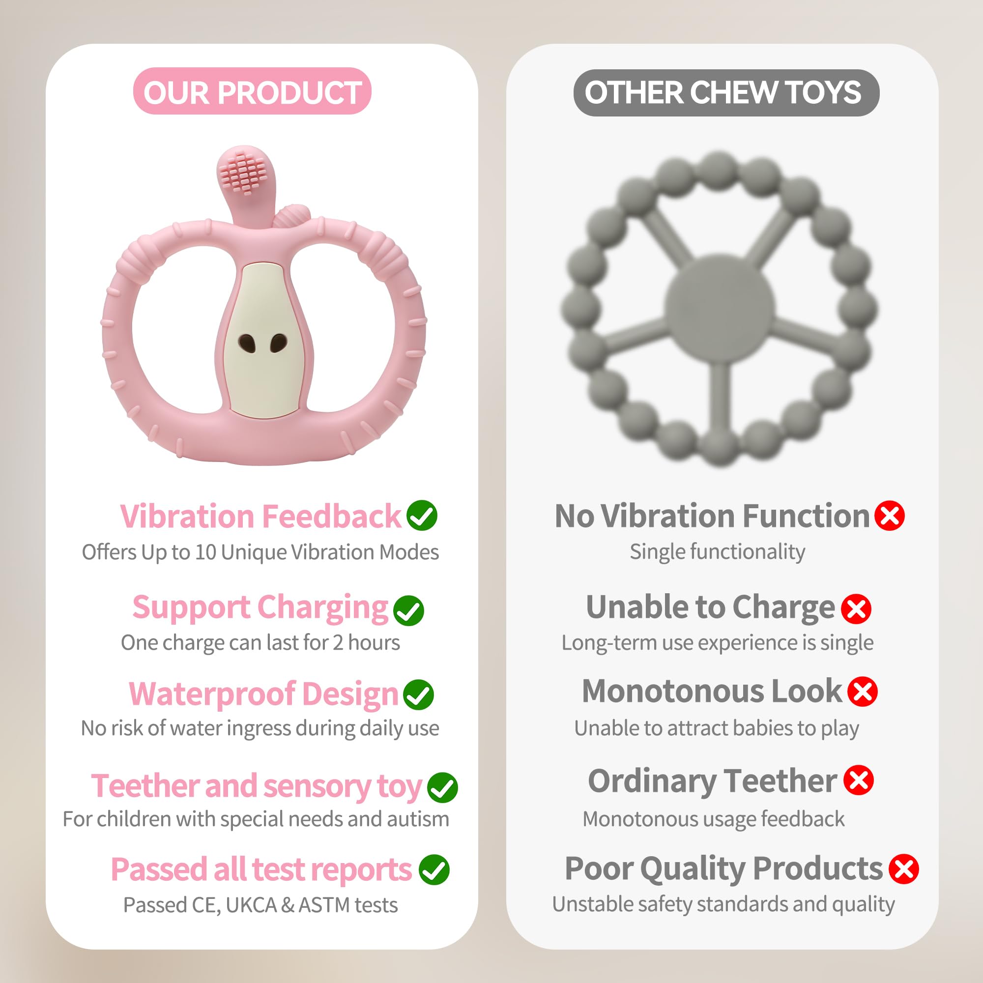 Yayajiao sensory toy for autism and calm focus pink soothing oral stimulation.