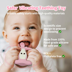 Yayajiao teether remote-control setup pink demonstrating mode switching during playtime.