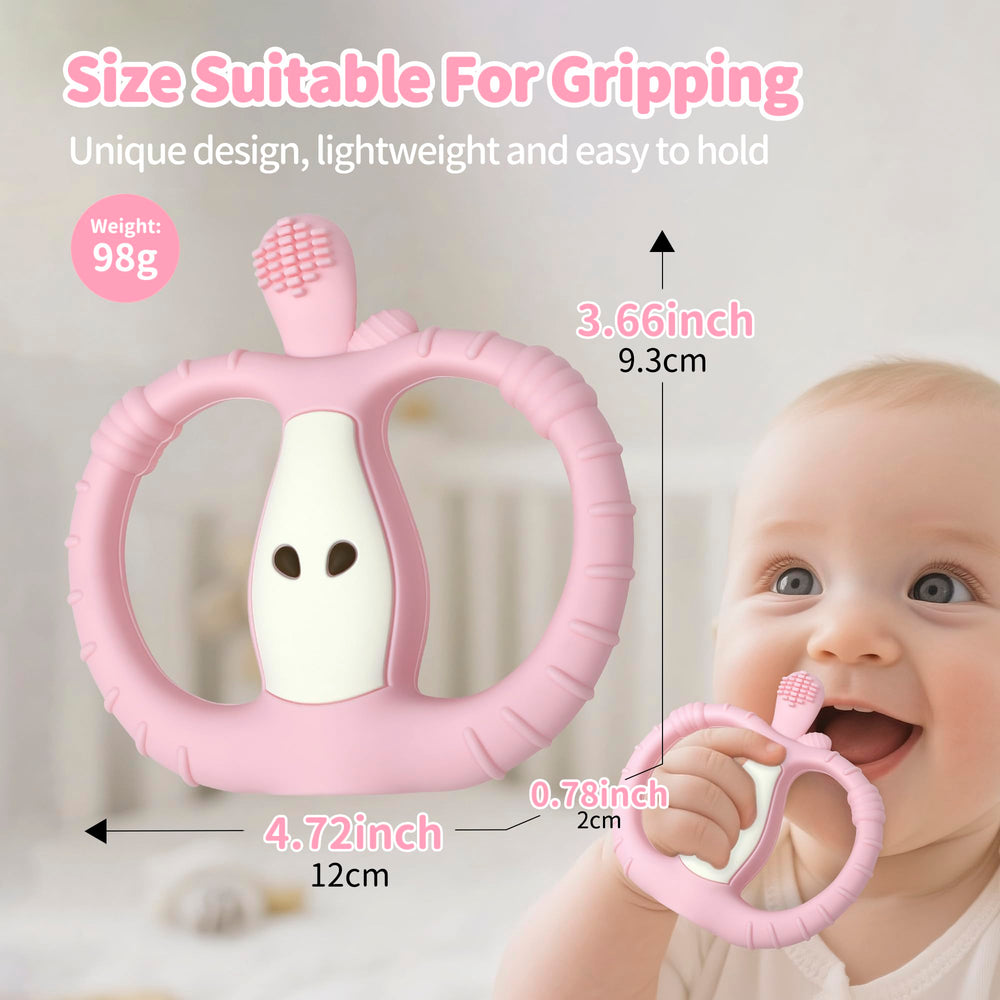 Yayajiao teether waterproof and easy to clean pink ideal for messy teething moments.