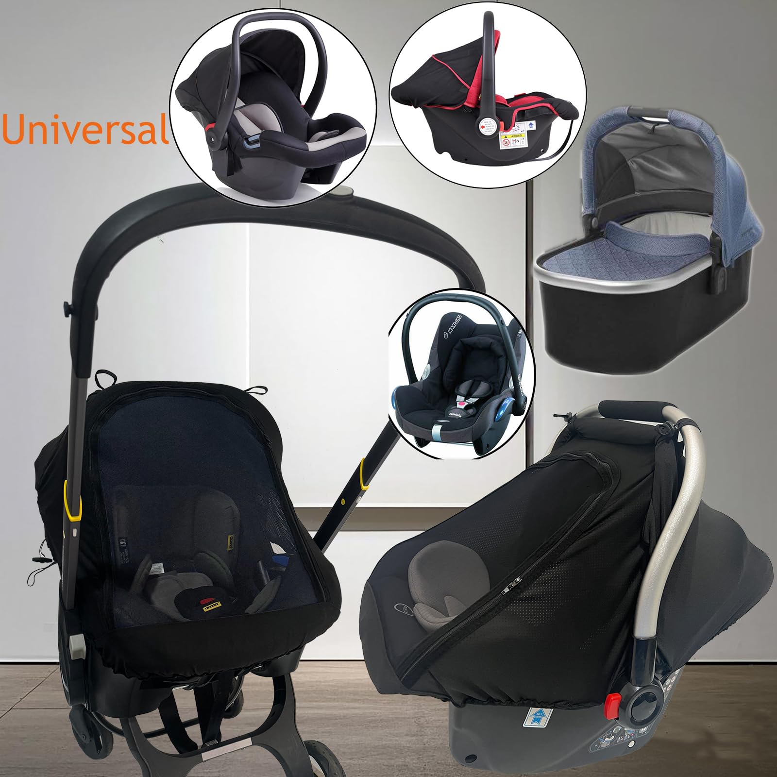 Yazely mosquito net layer protects infant from bugs on trips