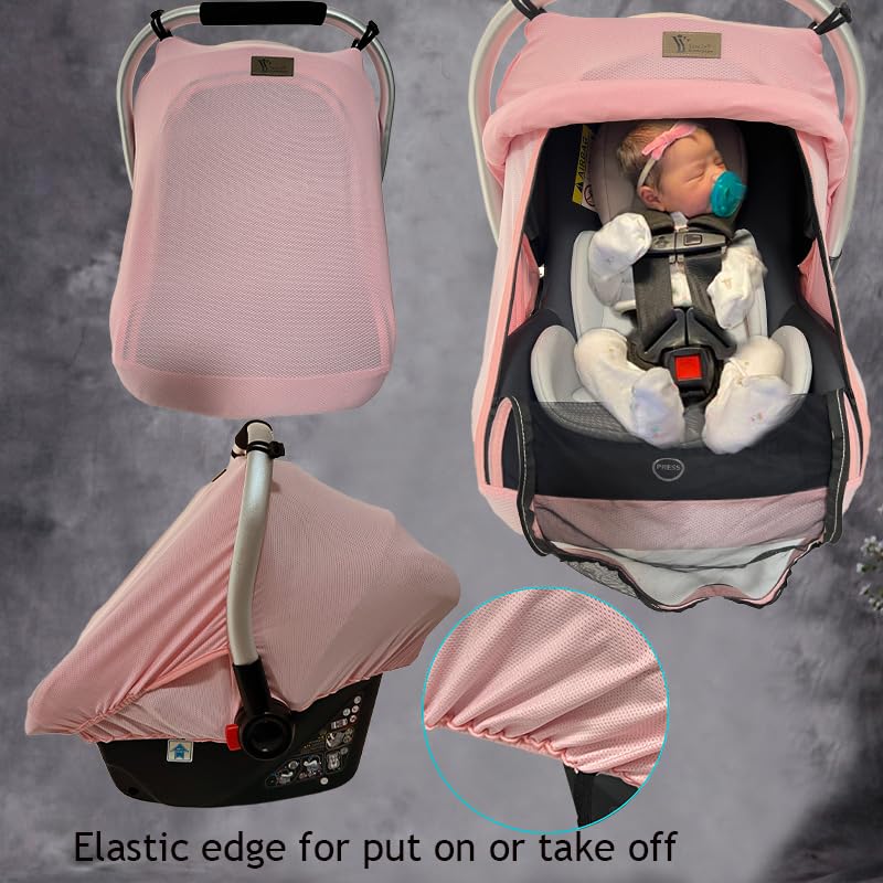 Yazely pink car seat cover provides privacy shade during travel