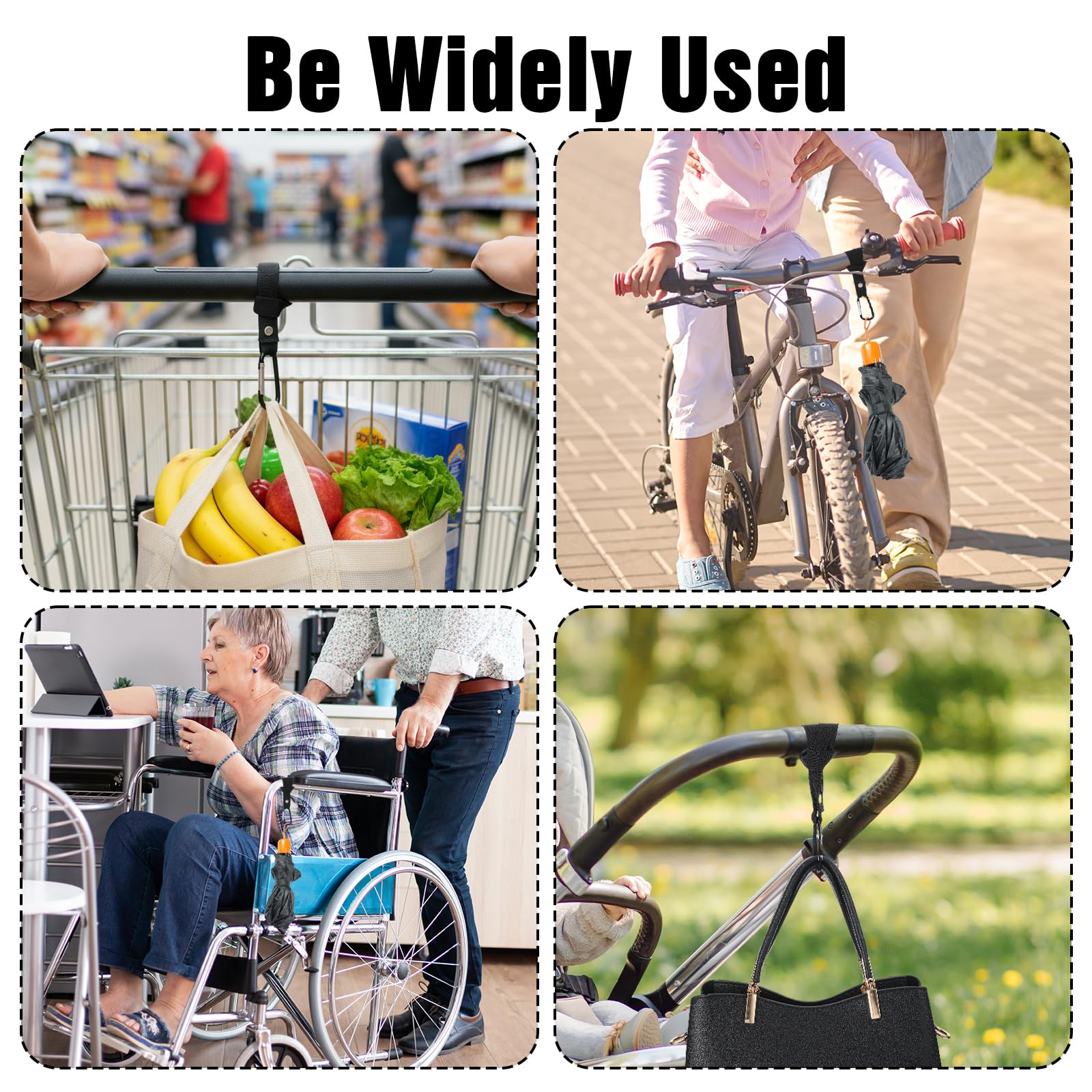 YBEATY stroller and wheelchair-friendly hook for secure bag carrying.