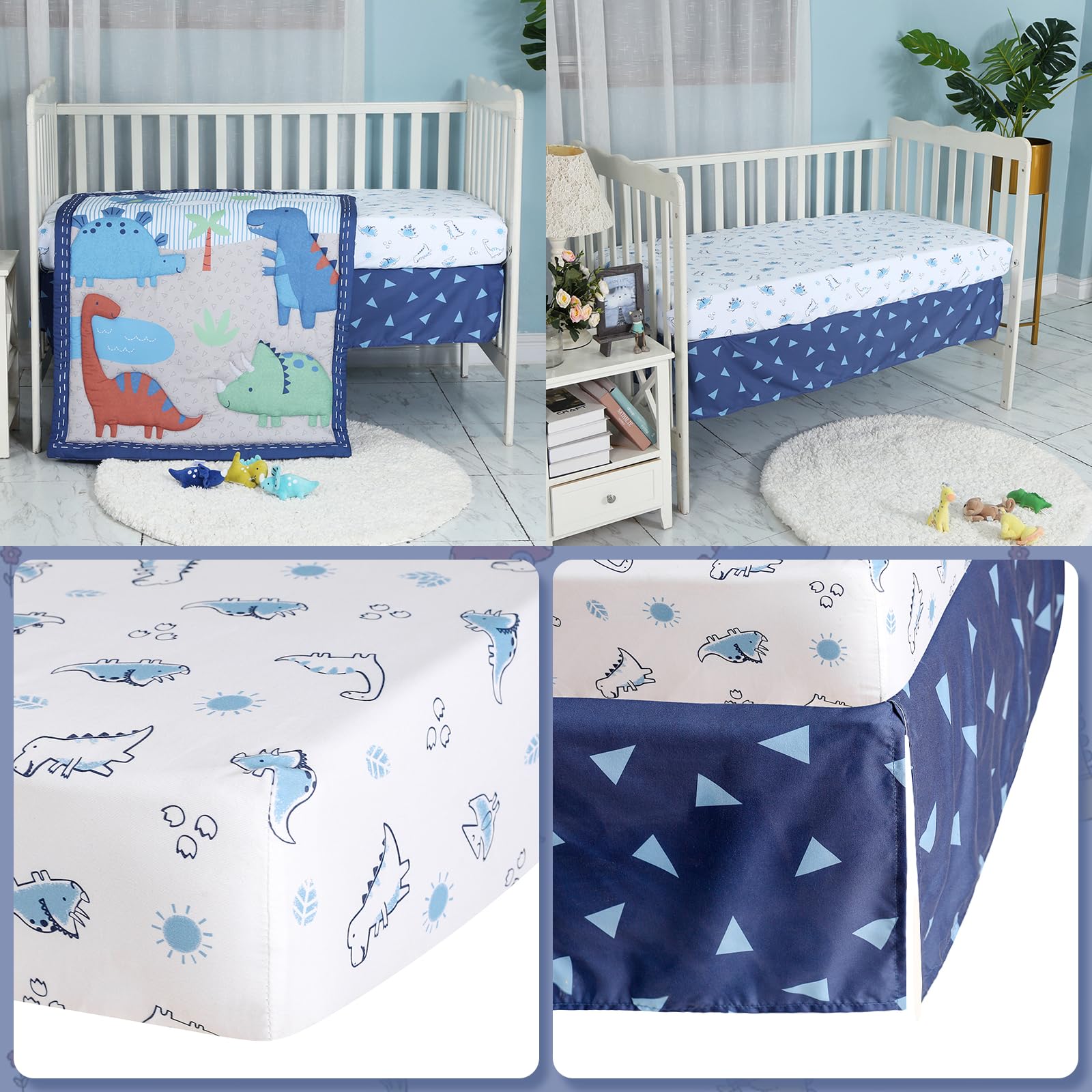 YCDTMY crib bedding set arranged together for cohesive nursery styling