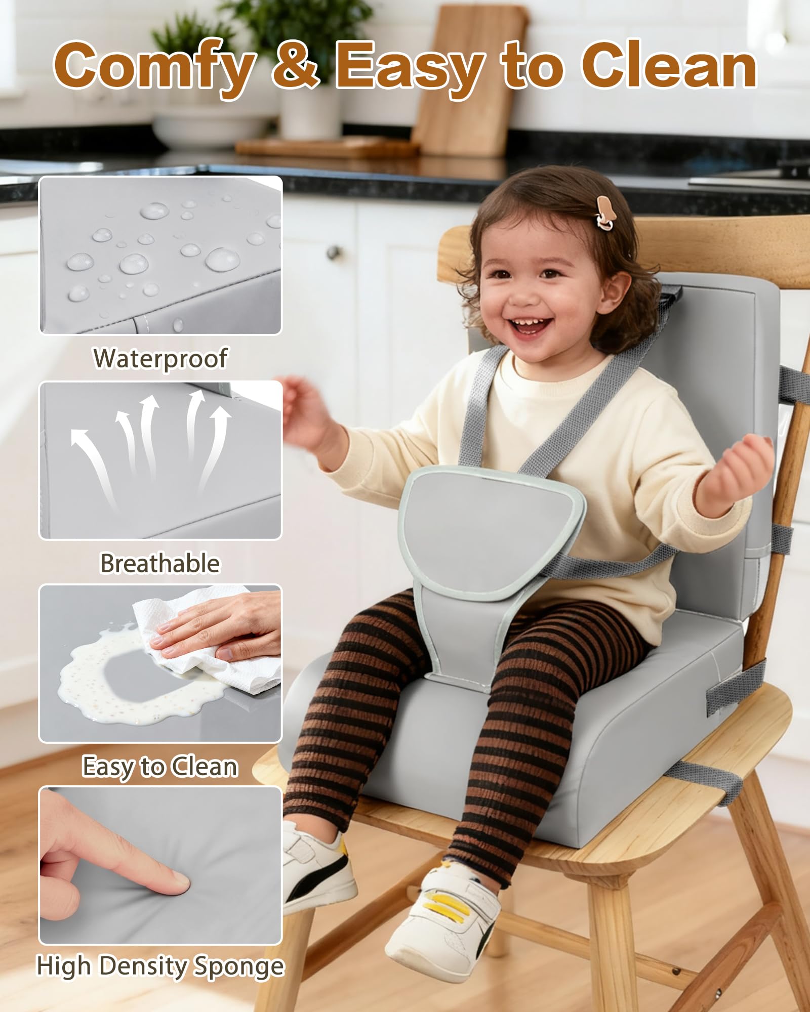 YCDTMY Booster seat backrest view shows supportive design and safety features