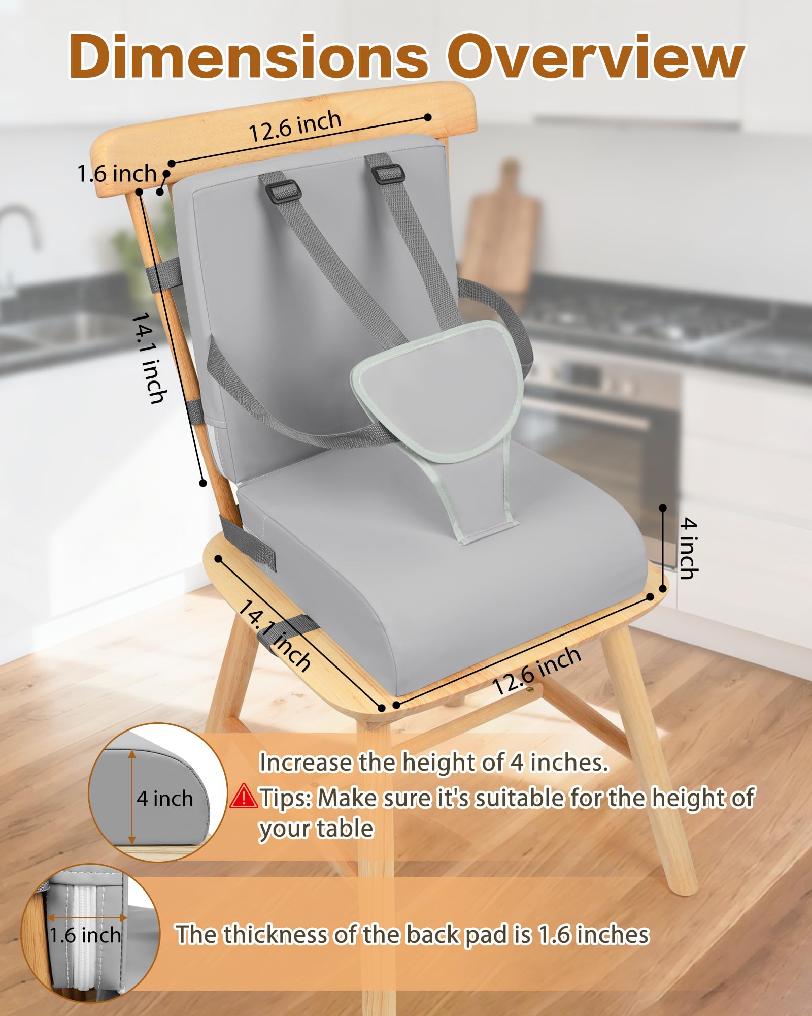 YCDTMY Booster seat strap-system closeup highlights four-strap security and adjustability