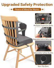 YCDTMY booster seat strap system keeps child secure during dining.