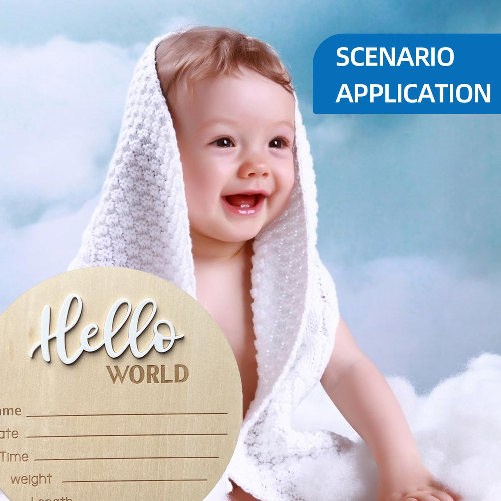 Ycfish Hello World sign showing 3D letters for baby arrival photos