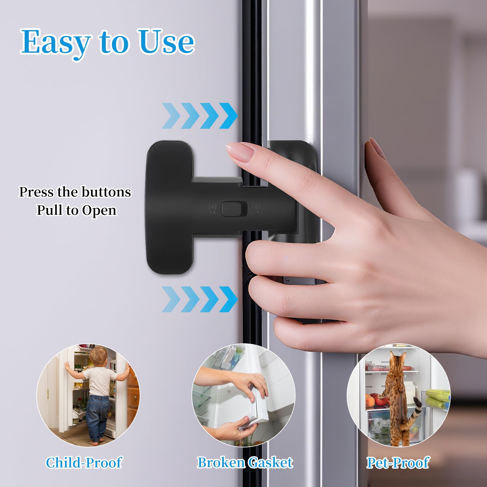 YCT fridge lock adhesive setup demonstrates tool-free installation.