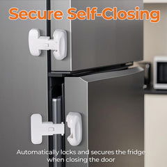 YCTMALL fridge door lock installed on refrigerator to prevent finger pinches.