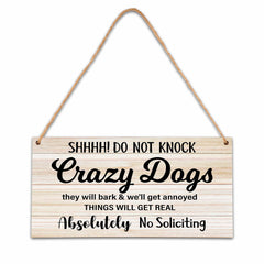 Ycyfckdr front door no-soliciting dog sign with rustic wood enhances welcoming entry.