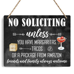 Ycyfckdr no-soliciting-sign front door wooden sign enhances curb appeal and privacy