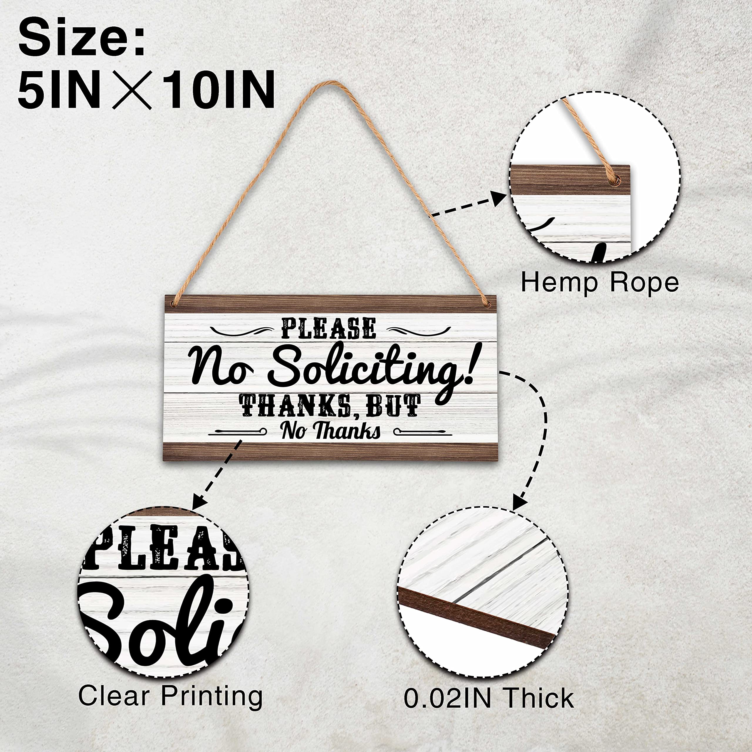 Ycyfckdr no soliciting sign wood material closeup showing natural grain