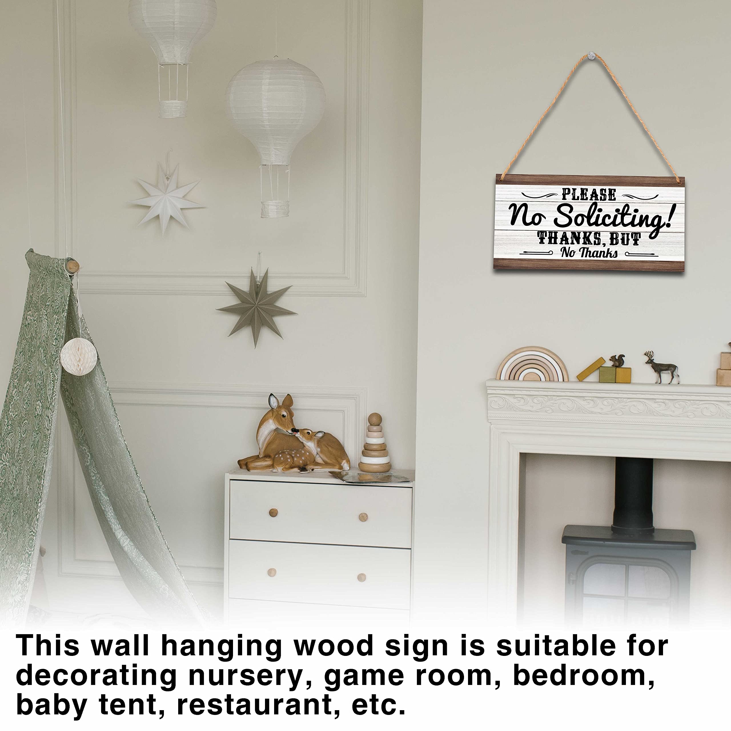Ycyfckdr rustic hanging rope detail on no soliciting sign