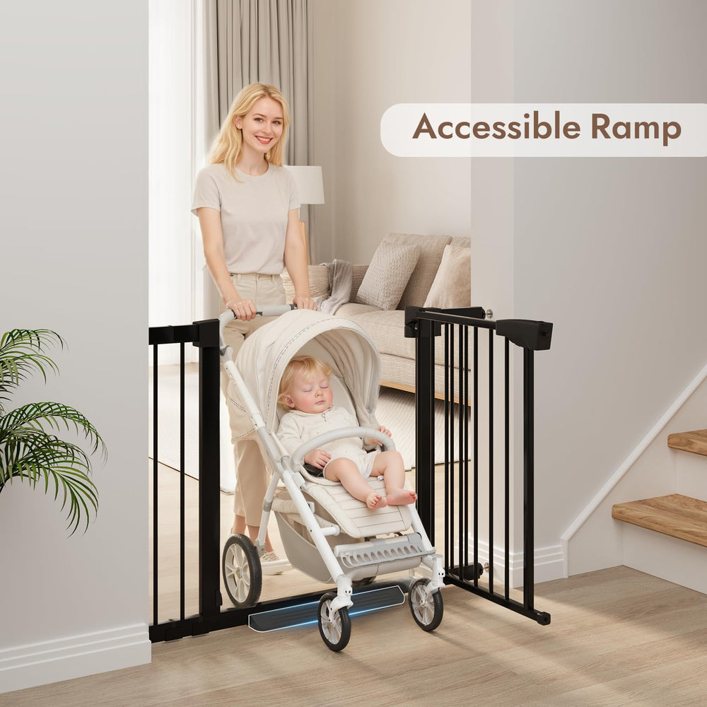 YDTOP durable steel gate resists impacts and holds position securely.