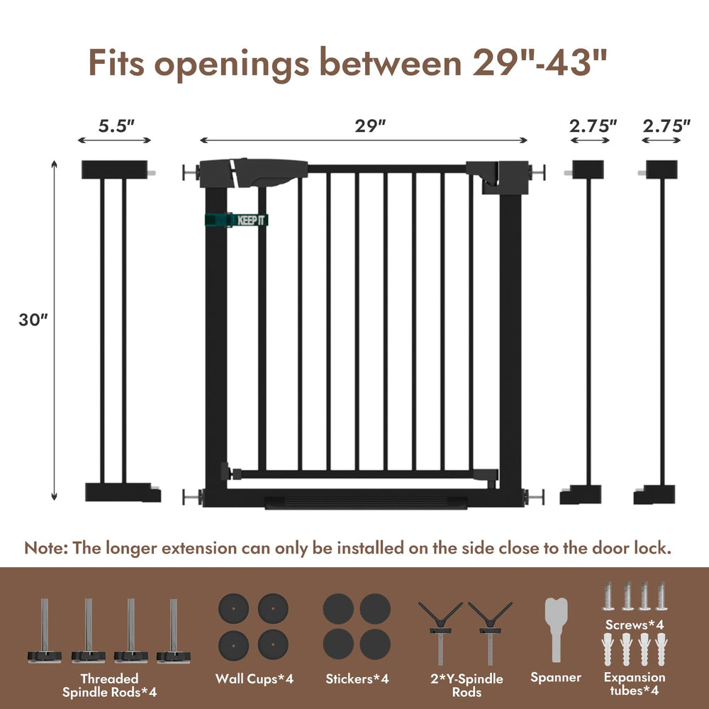 The YDTOP baby gate extensions expand fit for wide openings and stair use.