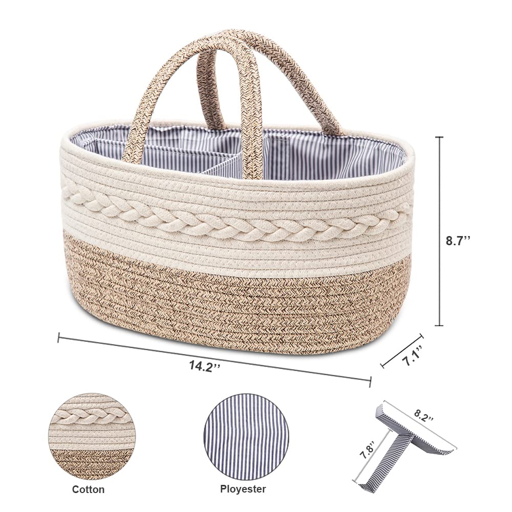 YeaYee blue pinstripe lining keeps items organized inside the caddy.