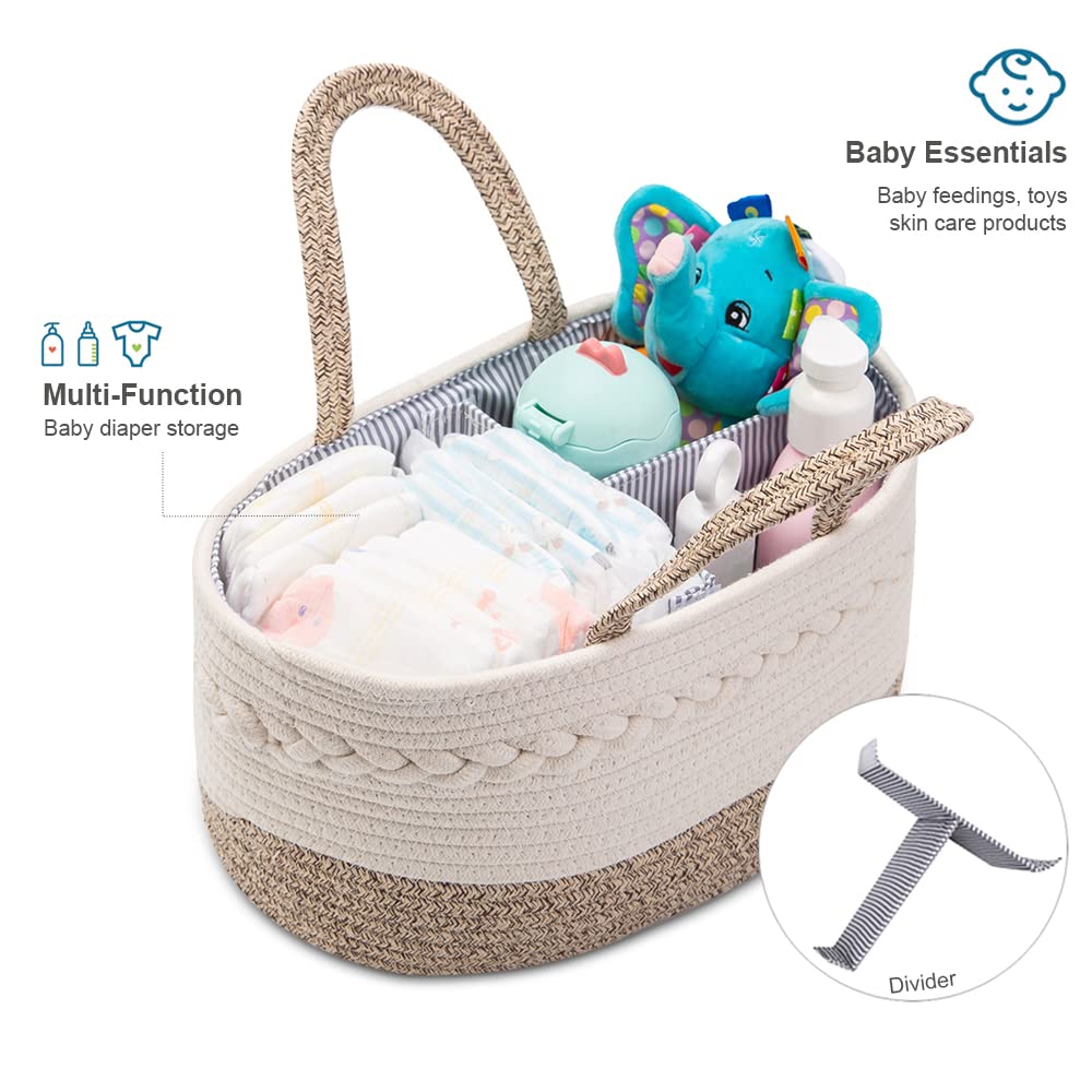 YeaYee diaper caddy with removable dividers adapts to changing needs and supplies.