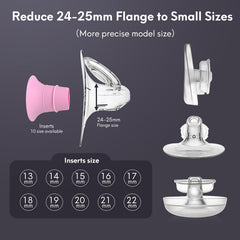 Yeabetter 22mm silicone insert with Medela 24mm flanges provides a snug seal.