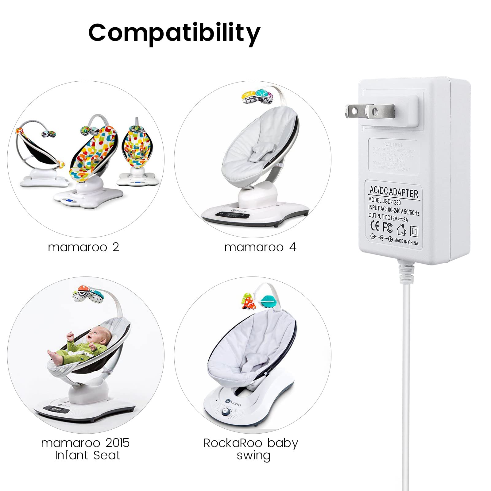 YEAOI RockaRoo swing charger with blue charging indicator.