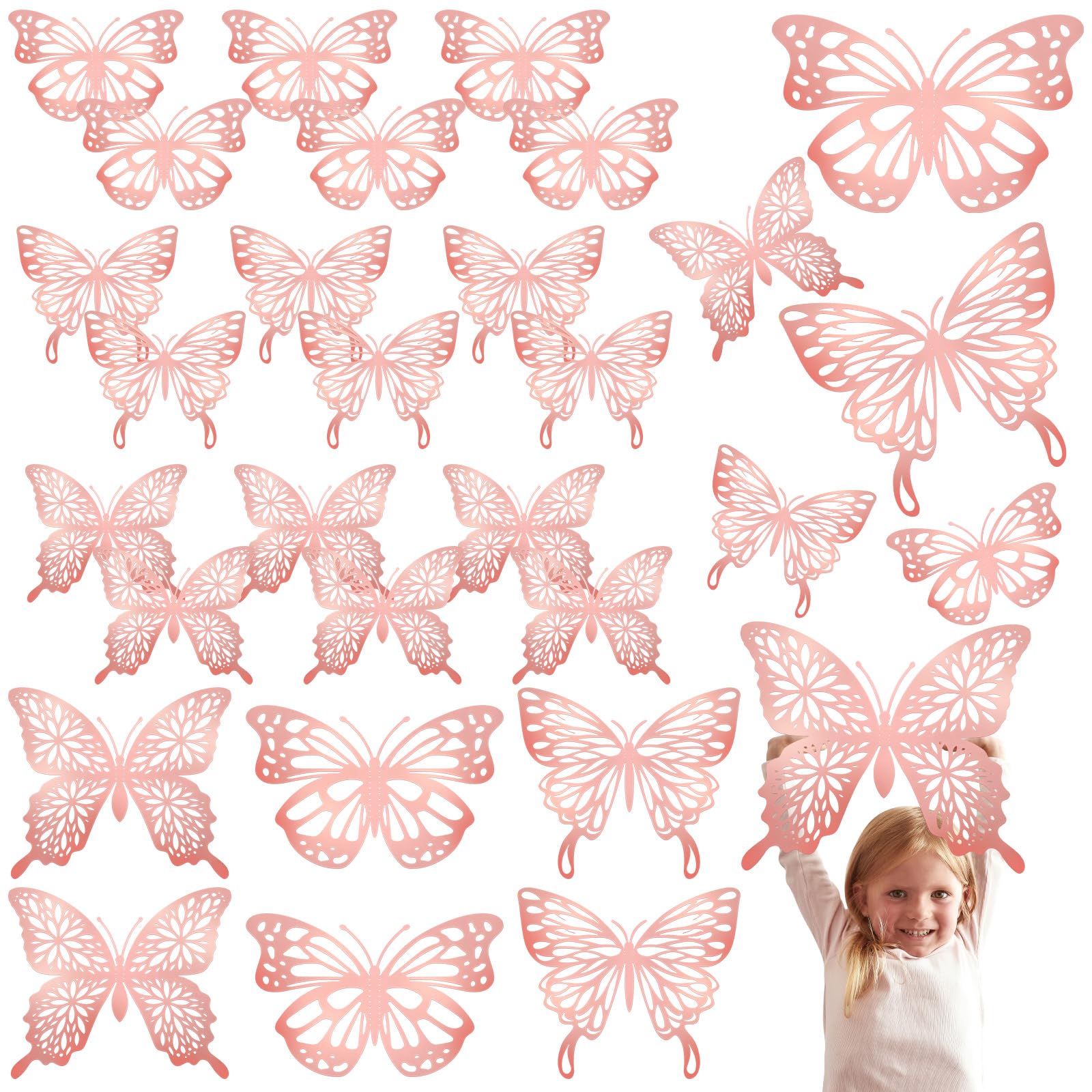 Yeaqee 3D pink butterfly wall decor, large size creates a striking party focal point.