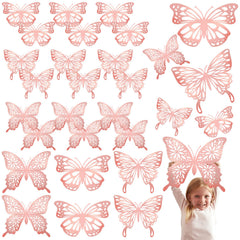 Yeaqee 3D pink butterfly wall decor, large size creates a striking party focal point.