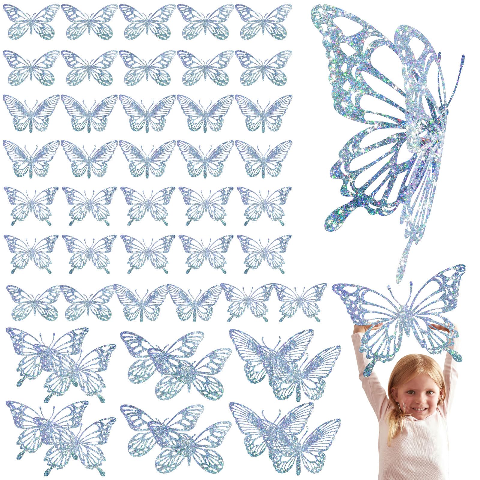 Yeaqee glitter silver butterfly style1 large adds eye-catching wall decor for events.