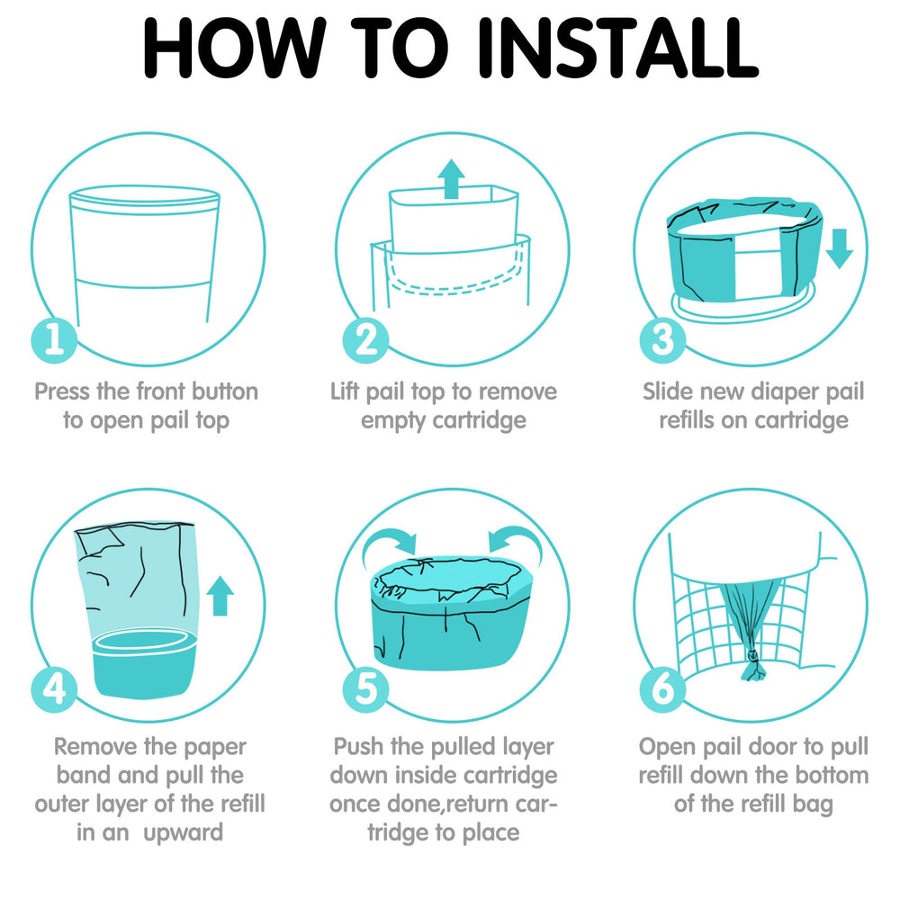 Yeaqee easy-install liners simplify diaper pail changes.