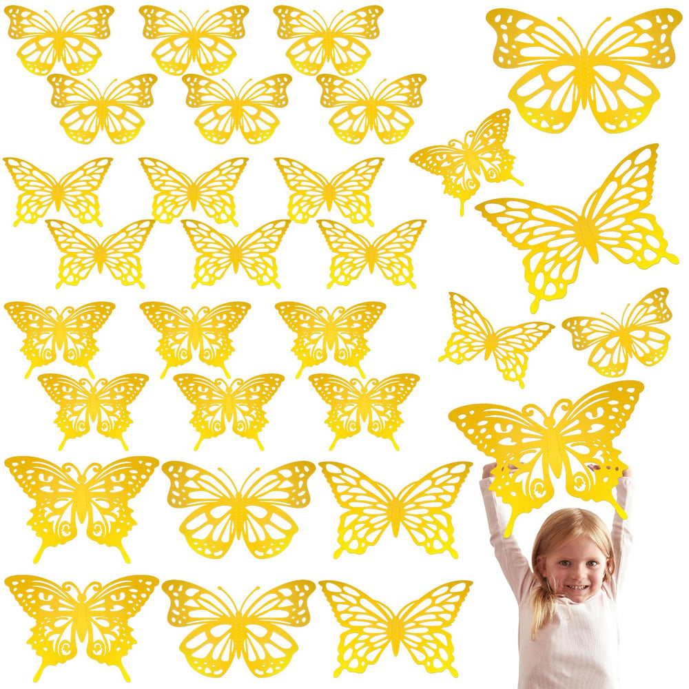 Yeaqee large gold butterfly wall decor with spread wings—eye-catching focal point for celebrations.
