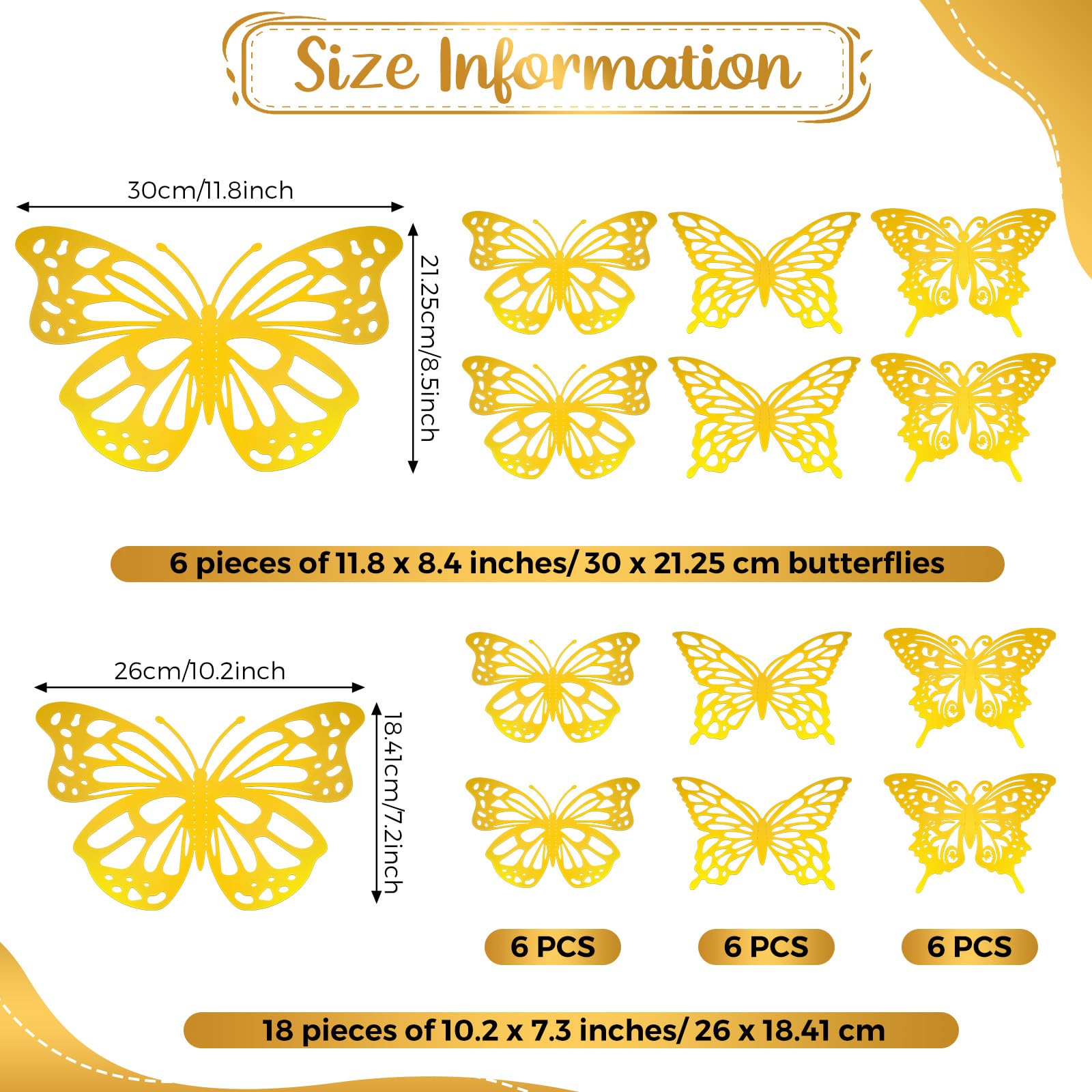 Yeaqee small gold butterfly wall decor with delicate wings—versatile accent for walls and photos.