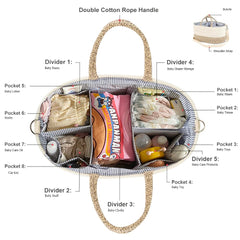 YeaYee diaper caddy cotton canvas exterior detail highlights durable nursery style.