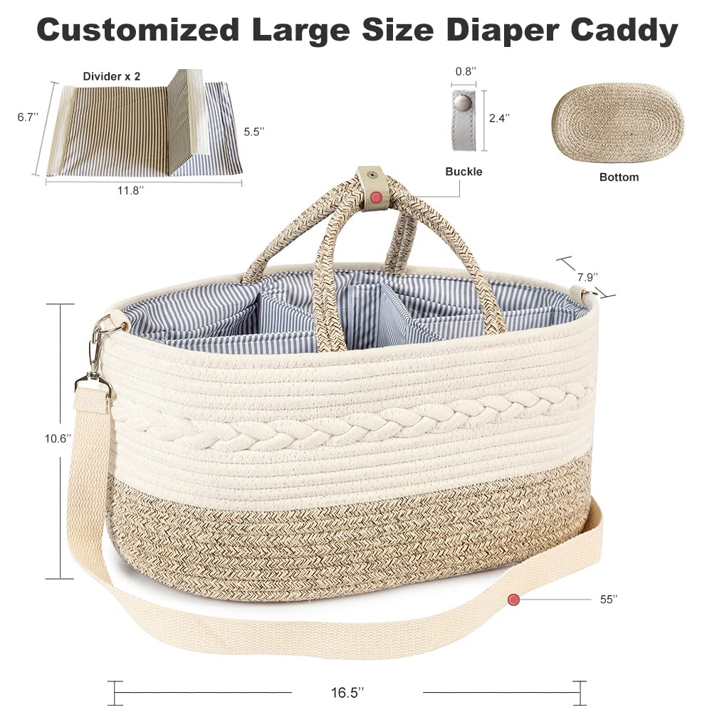 YeaYee diaper caddy shoulder-strap attachment enables hands-free portability.