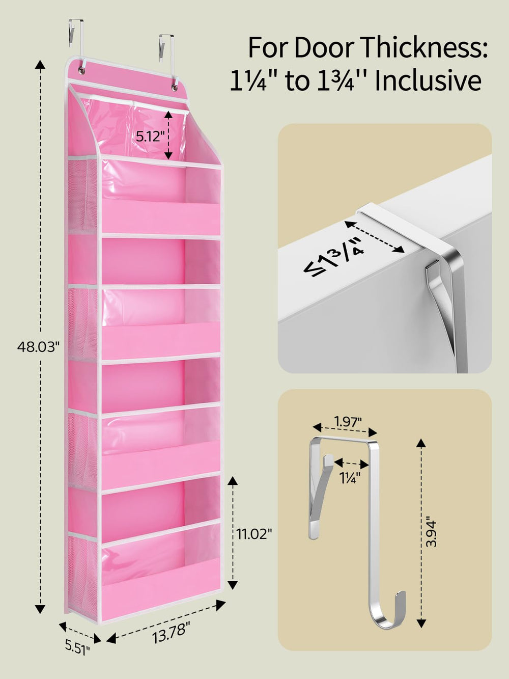 Yecaye 48x14x5.5 inch door organizer fits 1¼ to 1¾ inch doors