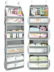 Yecaye 5-tier door organizer front view showing roomy compartments for clothes and toys.