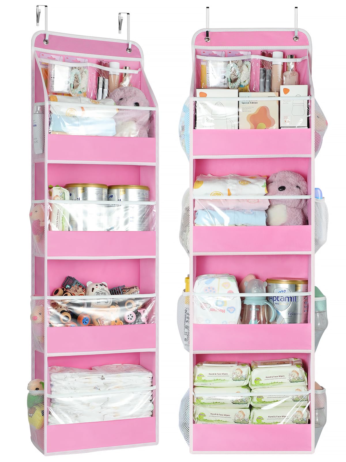 Yecaye over-the-door organizer in bubblegum pink front view for space-saving storage