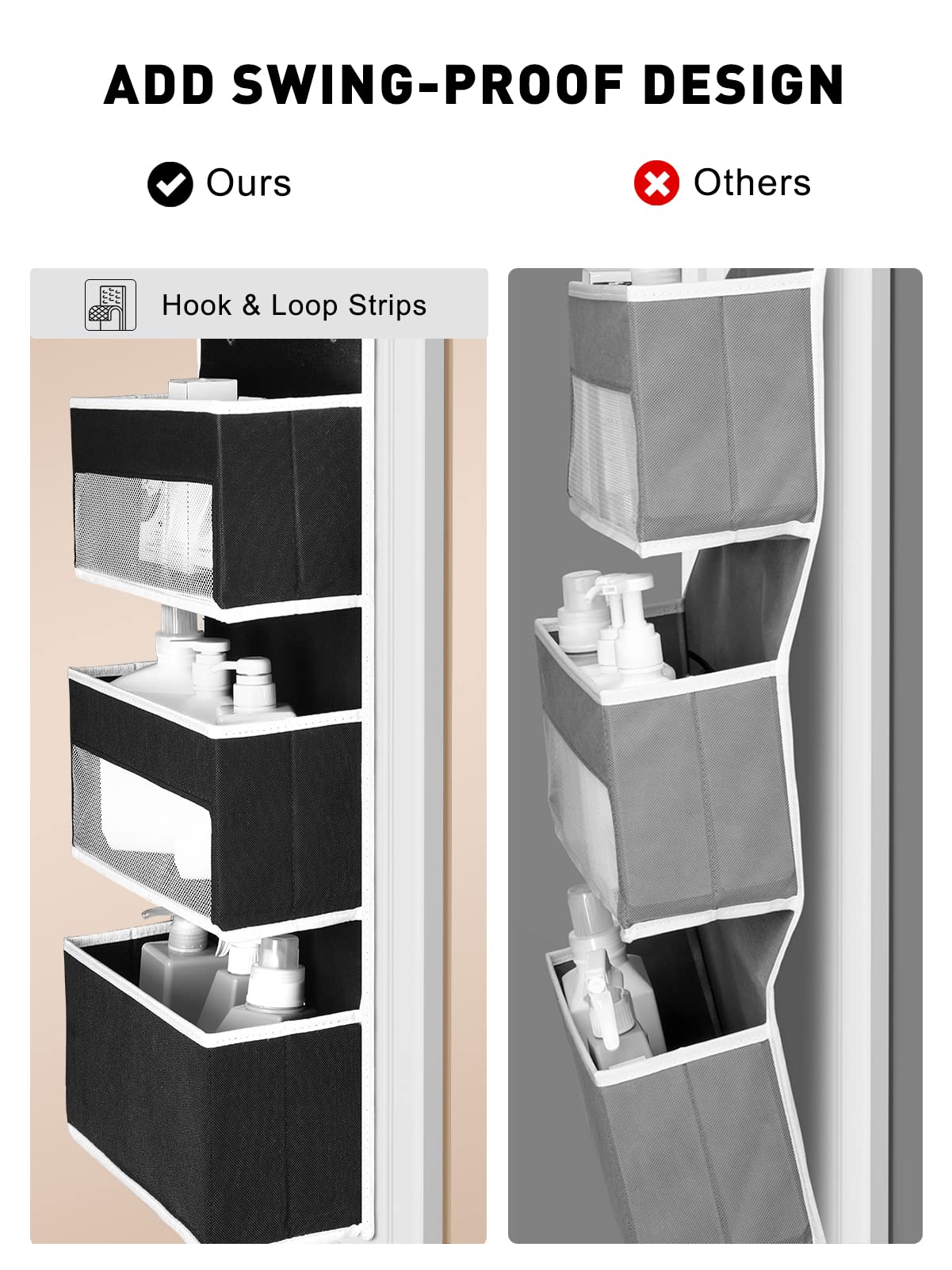 Yecaye 61in by 14in door storage provides ample space for baby items.