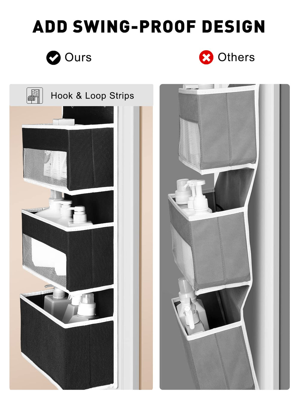 Yecaye 61in by 14in door storage provides ample space for baby items.