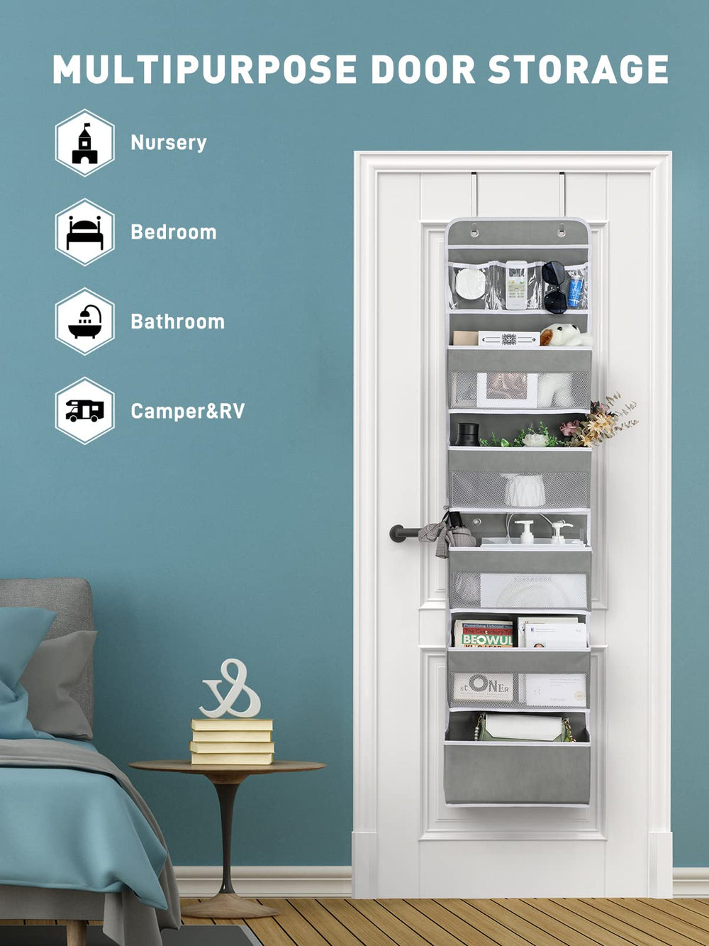 Yecaye eight-pocket configuration maximizes storage across nursery, bathroom, or closet spaces.