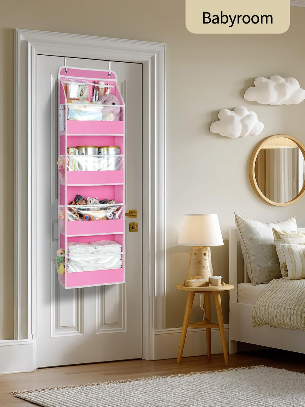 Yecaye bubblegum pink storage behind the door bedroom nursery