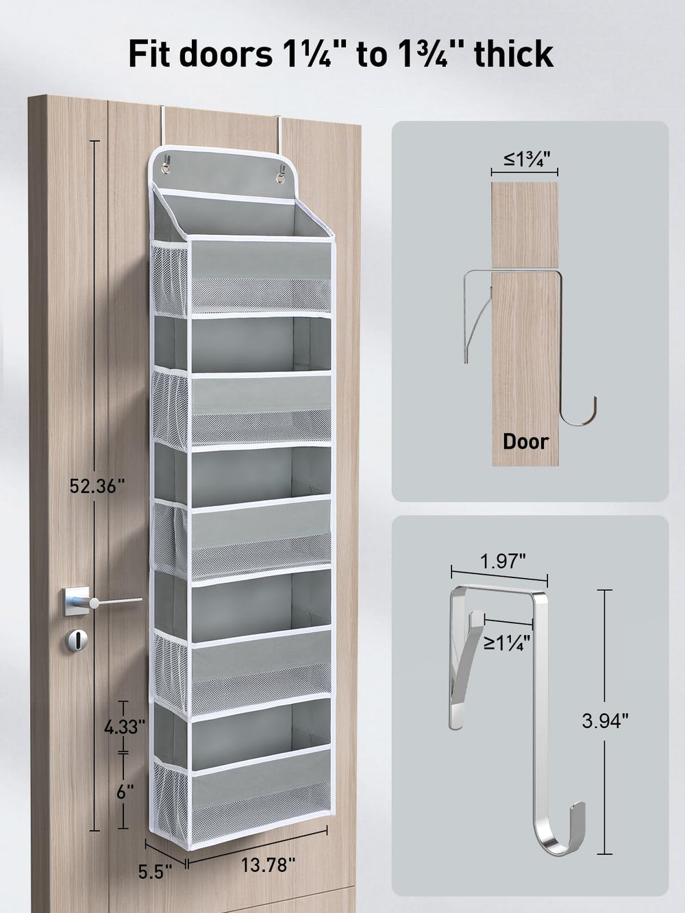 Yecaye door clip close-up illustrating secure fit on standard doors.