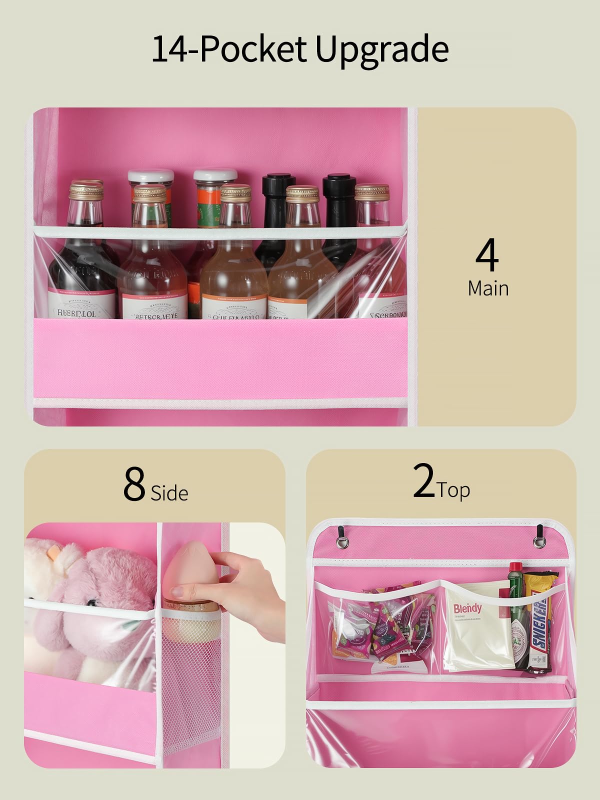 Yecaye bubblegum-pink organizer clear PVC windows for quick content visibility
