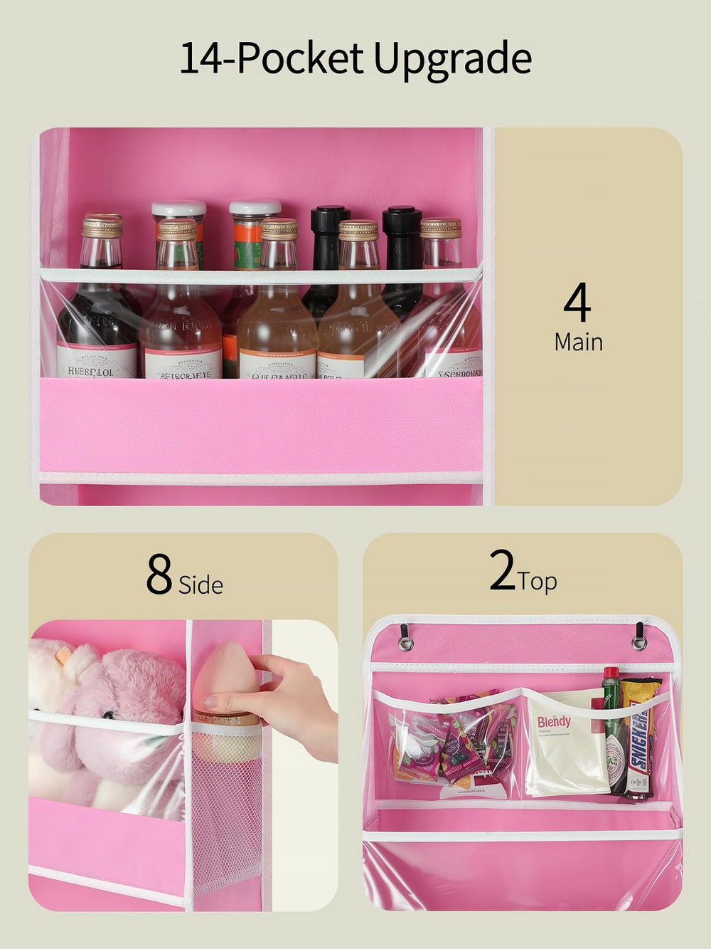 Yecaye bubblegum-pink organizer clear PVC windows for quick content visibility