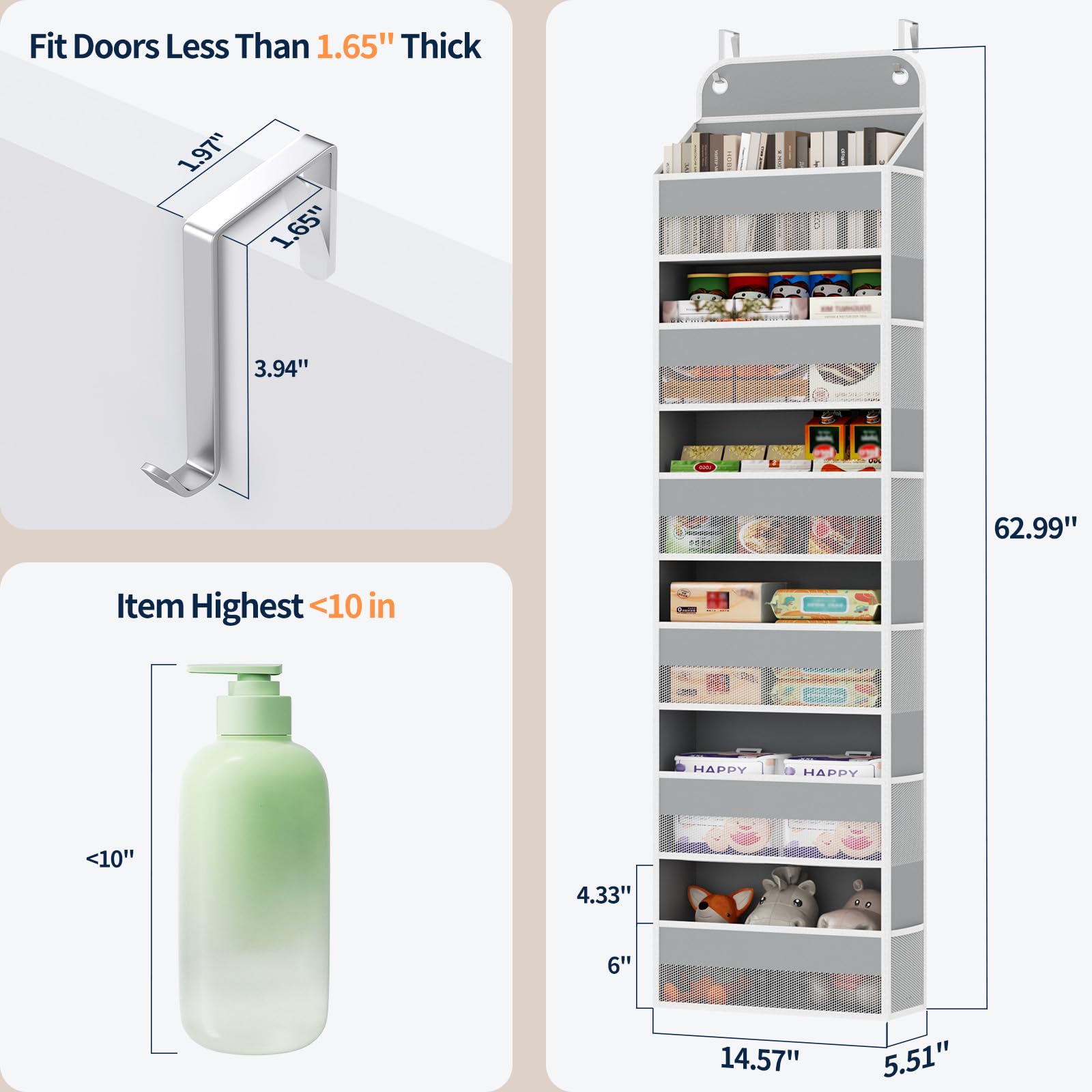 Yecaye door organizer installation demo highlights tool-free setup.