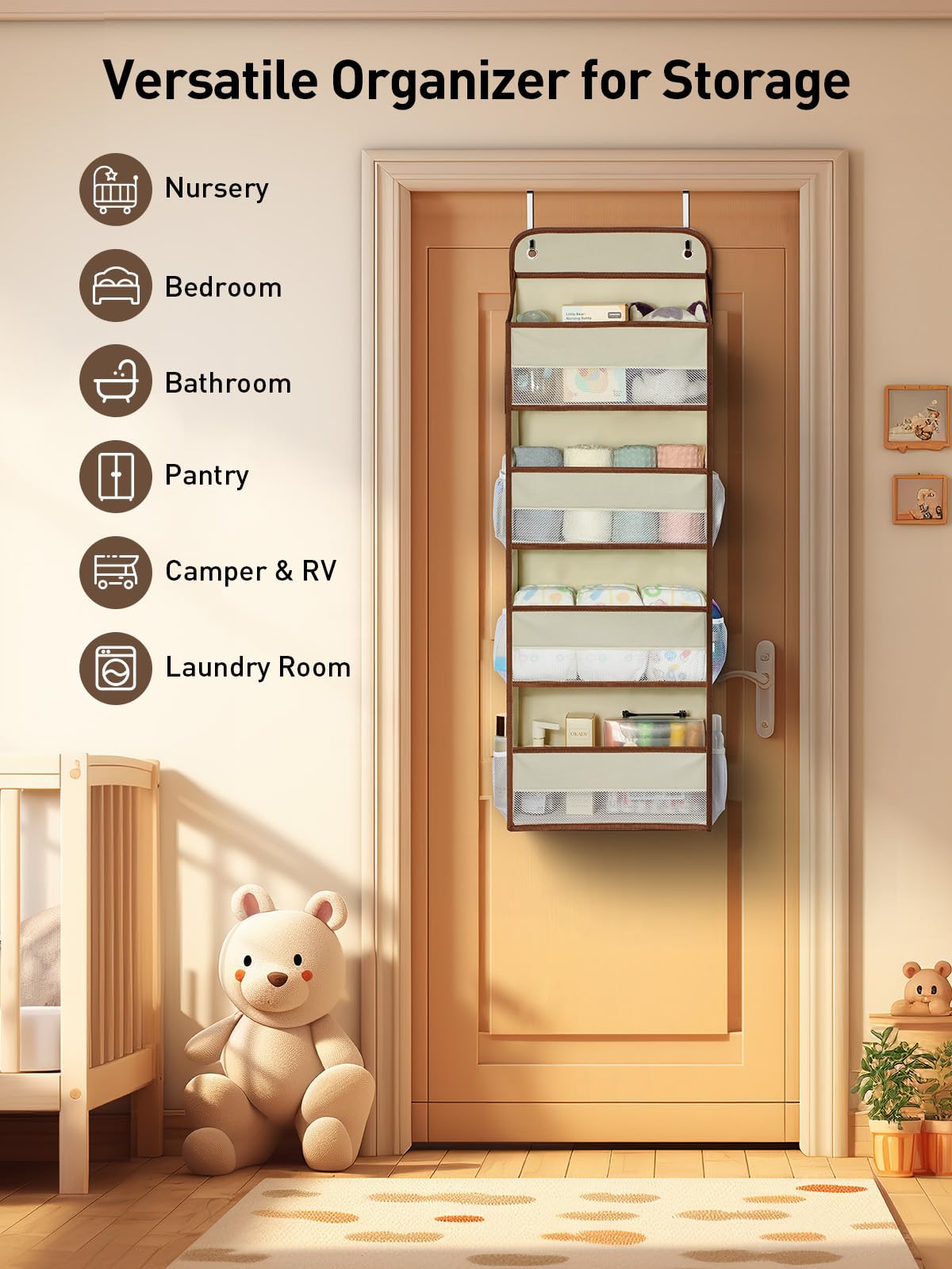 Yecaye door organizer in a kids room for toys and supplies