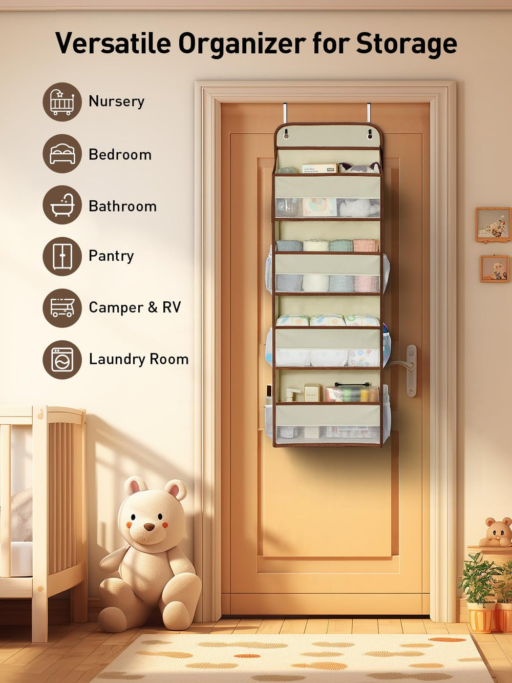 Yecaye door organizer in a kids room for toys and supplies