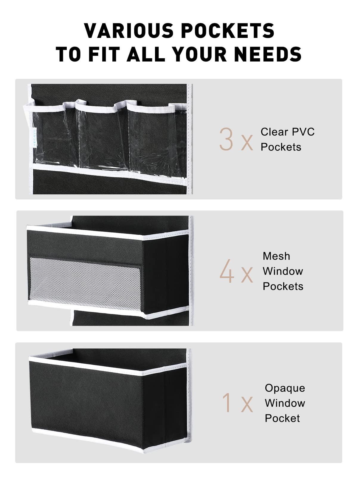 Yecaye easy-install door organizer includes hardware for quick setup.