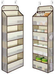 Yecaye hanging over-the-door organizer front view with spacious bins for baby essentials