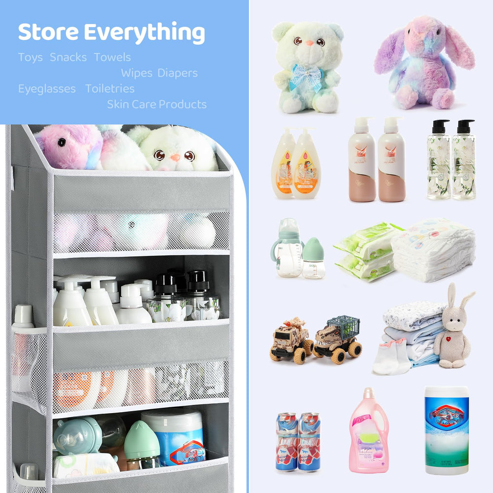 Yecaye nursery storage keeps baby essentials within reach by door or nursery.